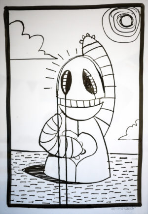 Oibot in the Sun – Ink on Paper 250gsm A2 oibel1