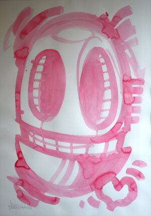 Oibot Head Red – acrylics on paper A2 2022