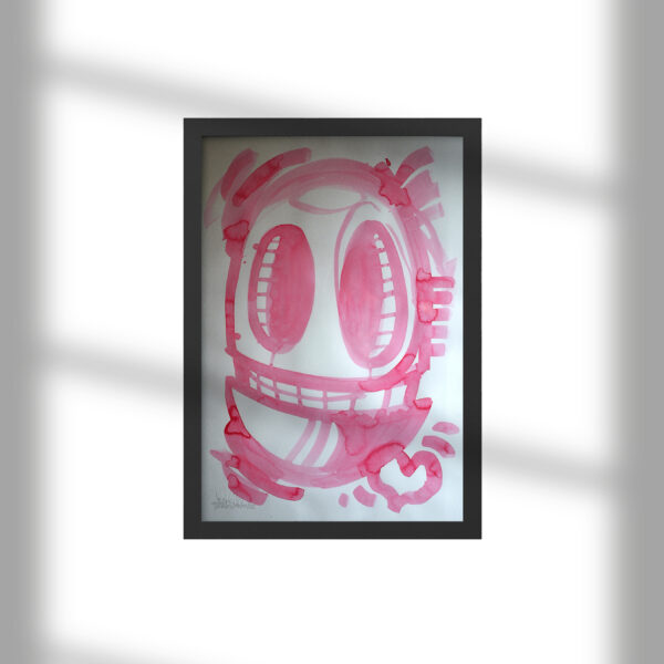 Oibot-Head-Red—acrylics-on-paper-A2-2022_2