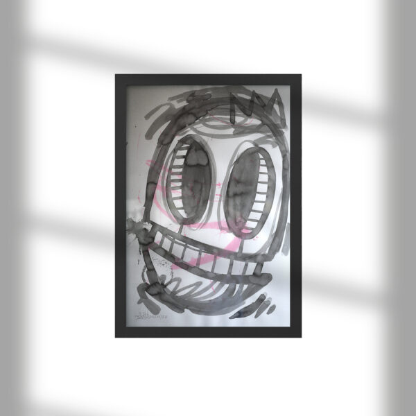 Oibot-Head–w-red-dash—acrylics-on-paper-A2-2022_2