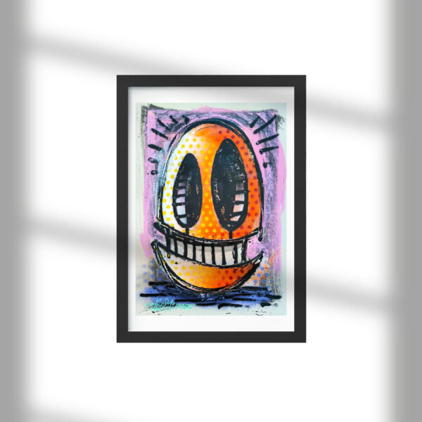Polka Oibot Head – mixed media on paper 250gsm unbleached A2 2025_1