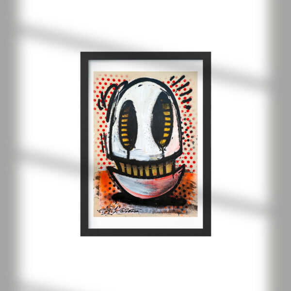 White Oibot Head – mixed media on paper 250gsm unbleached A2 2025_1